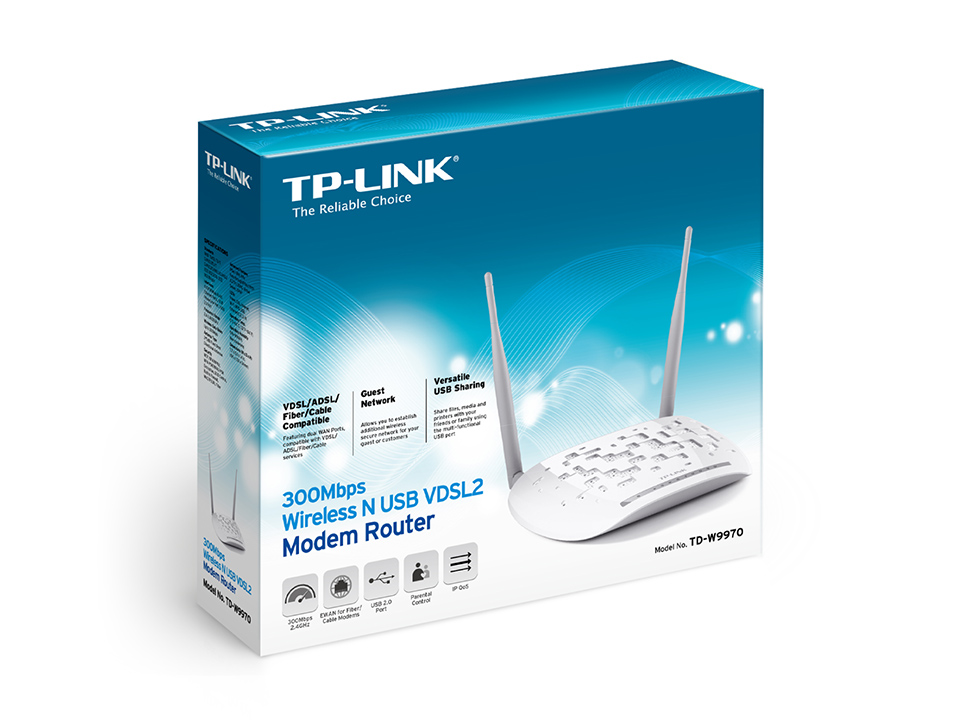 TP-LINK WIFI MODEM VDSL2 ROUTER TD-W9970 300MBPS USB