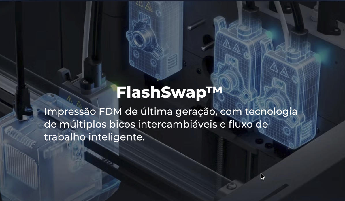 Flashforge Creator 5 – tecnologia FlashSwap com múltiplos cabeçotes intercambiáveis