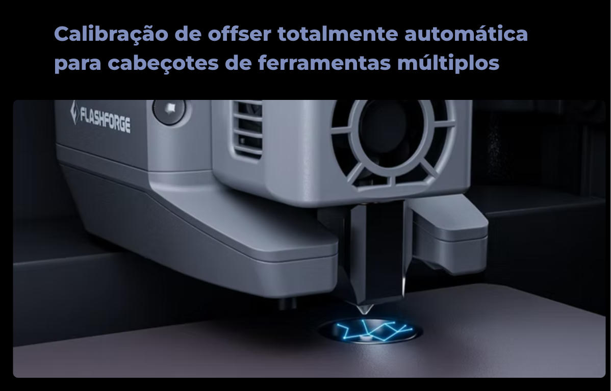 Flashforge Creator 5 – calibração de offset totalmente automática dos cabeçotes