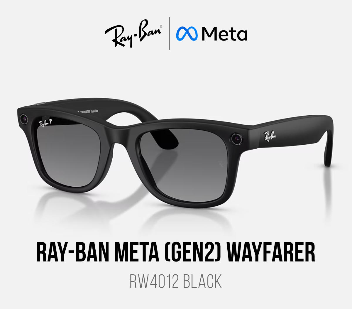 Óculos Inteligente Ray-Ban Meta Wayfarer (Gen 2) RW4012 Polarizado Preto