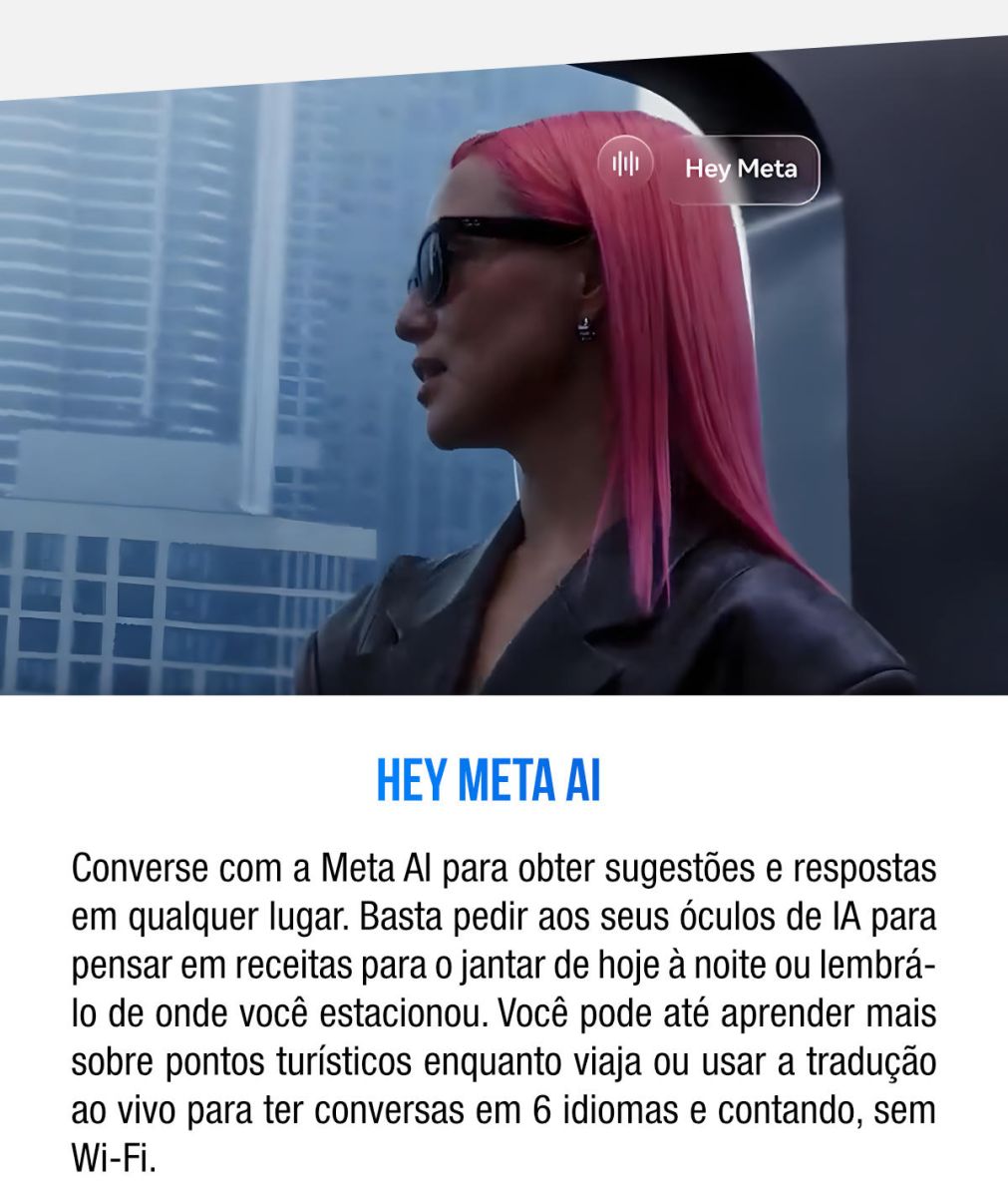 Óculos Inteligente Ray-Ban Meta Skyler (Gen 2) RW4014 Polarizado Preto – Meta AI por comando de voz: sugestões, respostas e tradução ao vivo