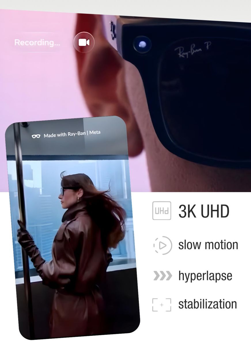 Óculos Inteligente Ray-Ban Meta Skyler (Gen 2) RW4014 Polarizado Preto – vídeos em 3K UHD, câmera lenta, hyperlapse e estabilização