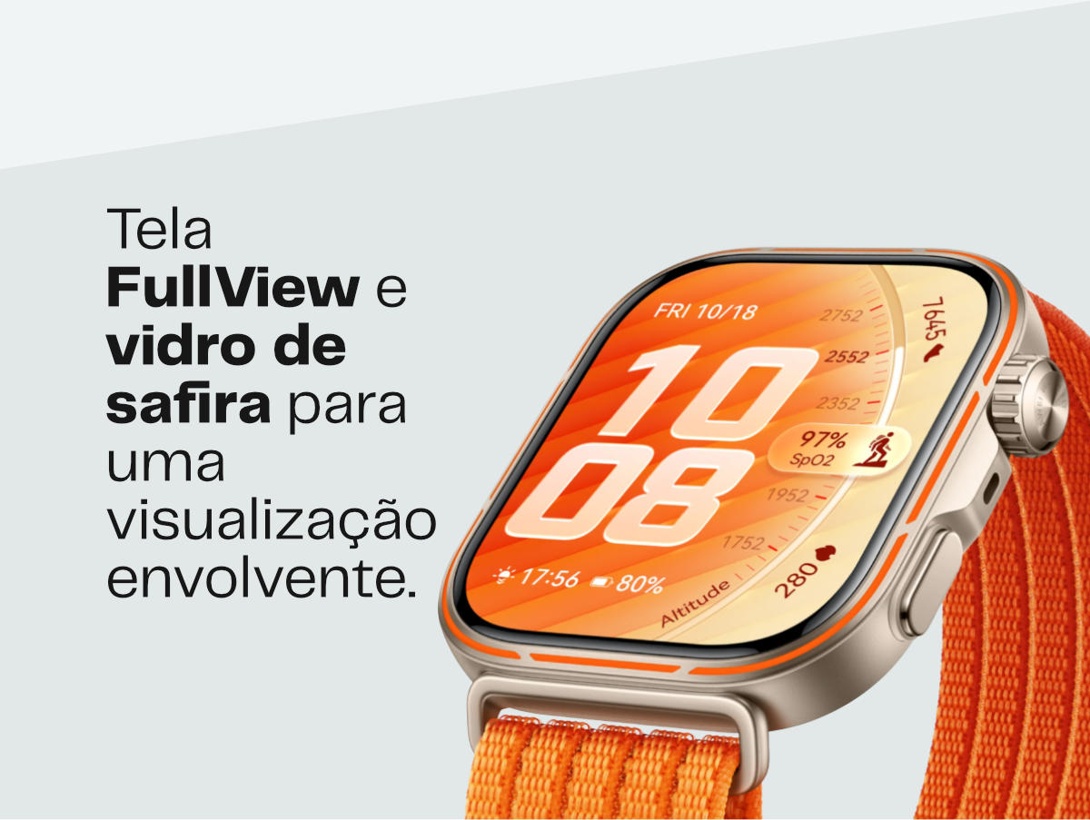 HUAWEI WATCH FIT 5 Pro Orange Grey – tela FullView e vidro de safira