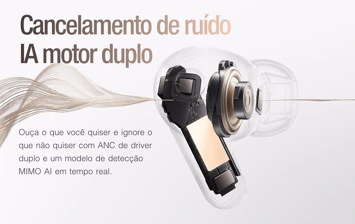 Huawei FreeBuds Pro 5 – cancelamento de ruído com IA de motor duplo e detecção MIMO em tempo real