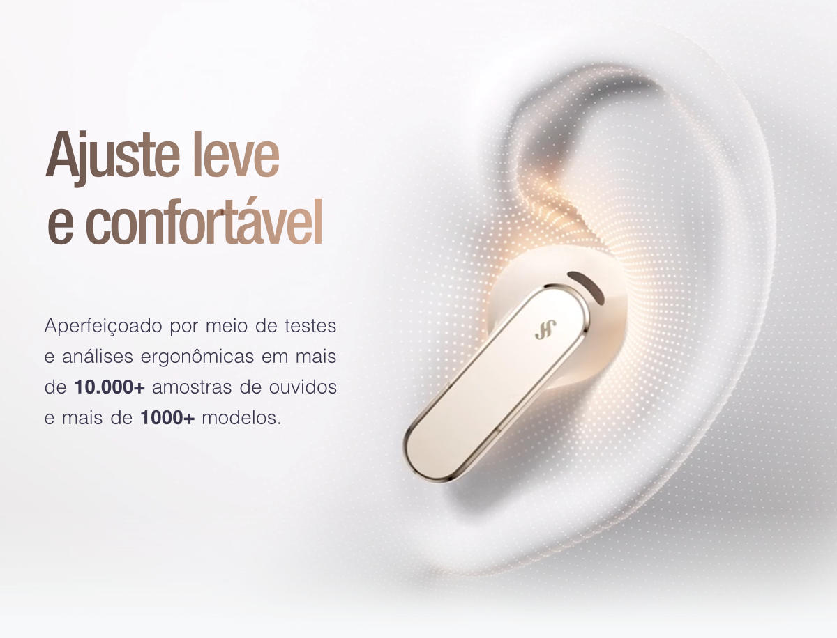 Huawei FreeBuds Pro 5 – ajuste leve e confortável, desenvolvido com mais de 10.000 amostras de ouvidos