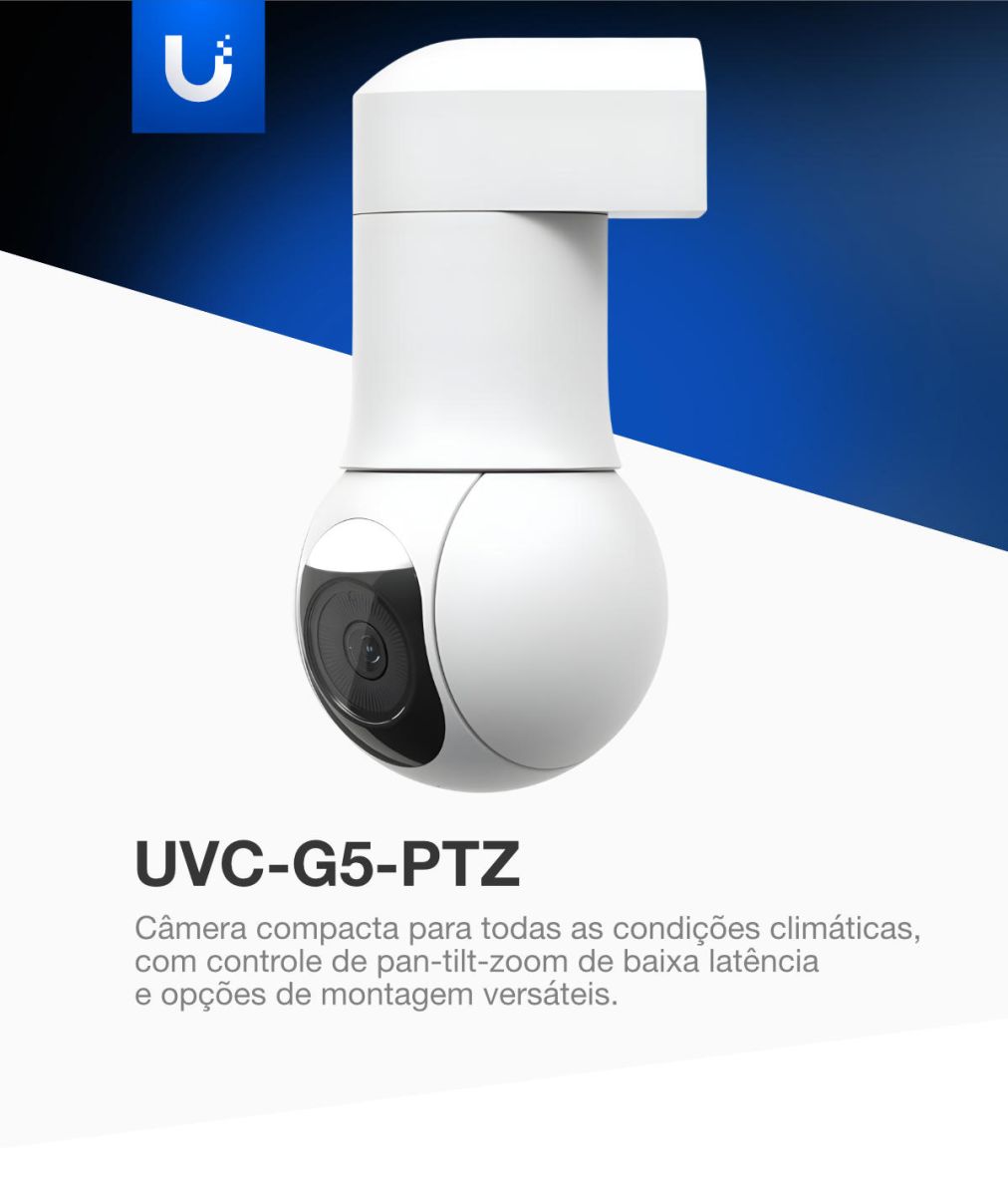 Câmera PTZ Ubiquiti UniFi G5 UVC-G5-PTZ 2K 4MP com Zoom Óptico 2x para Uso Externo