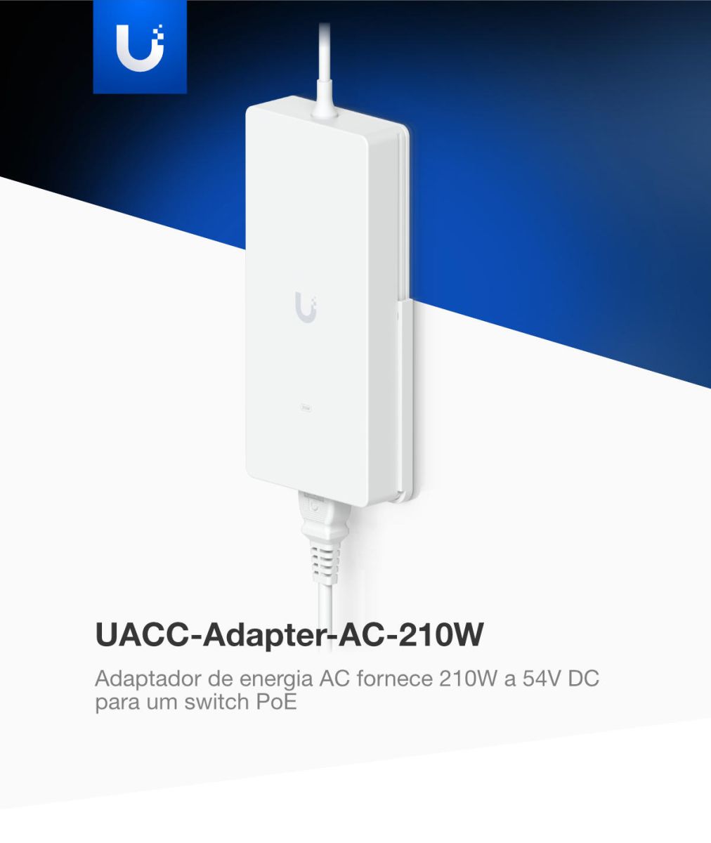 Adaptador CA Ubiquiti UACC-Adapter-AC-210W-BR de 210 W / 54 V DC para Switch UniFi