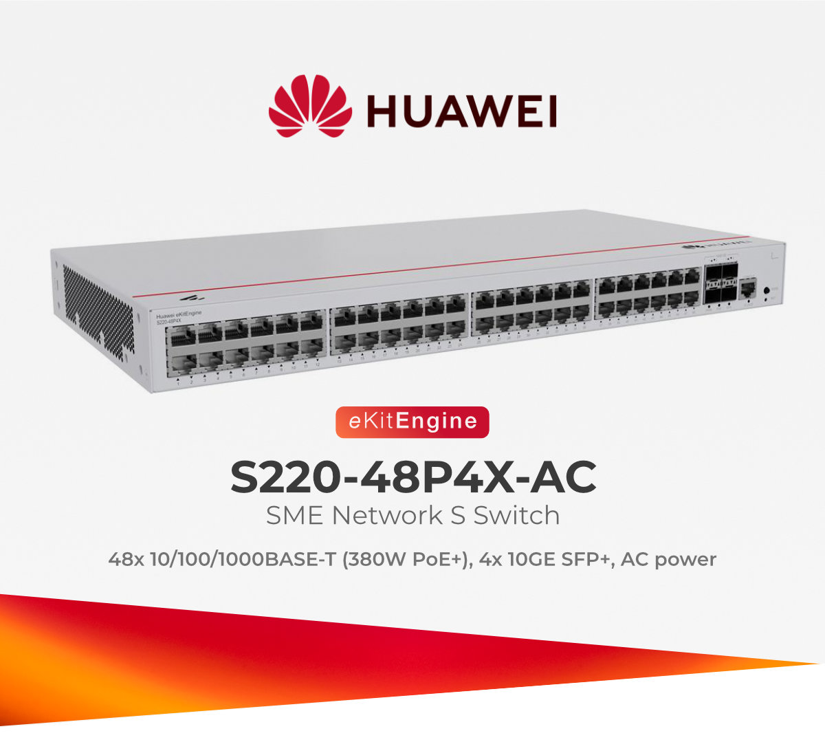 HUAWEI EKITENGINE SWITCH 48P S220-48P4X-AC 4*10G 380W POE+