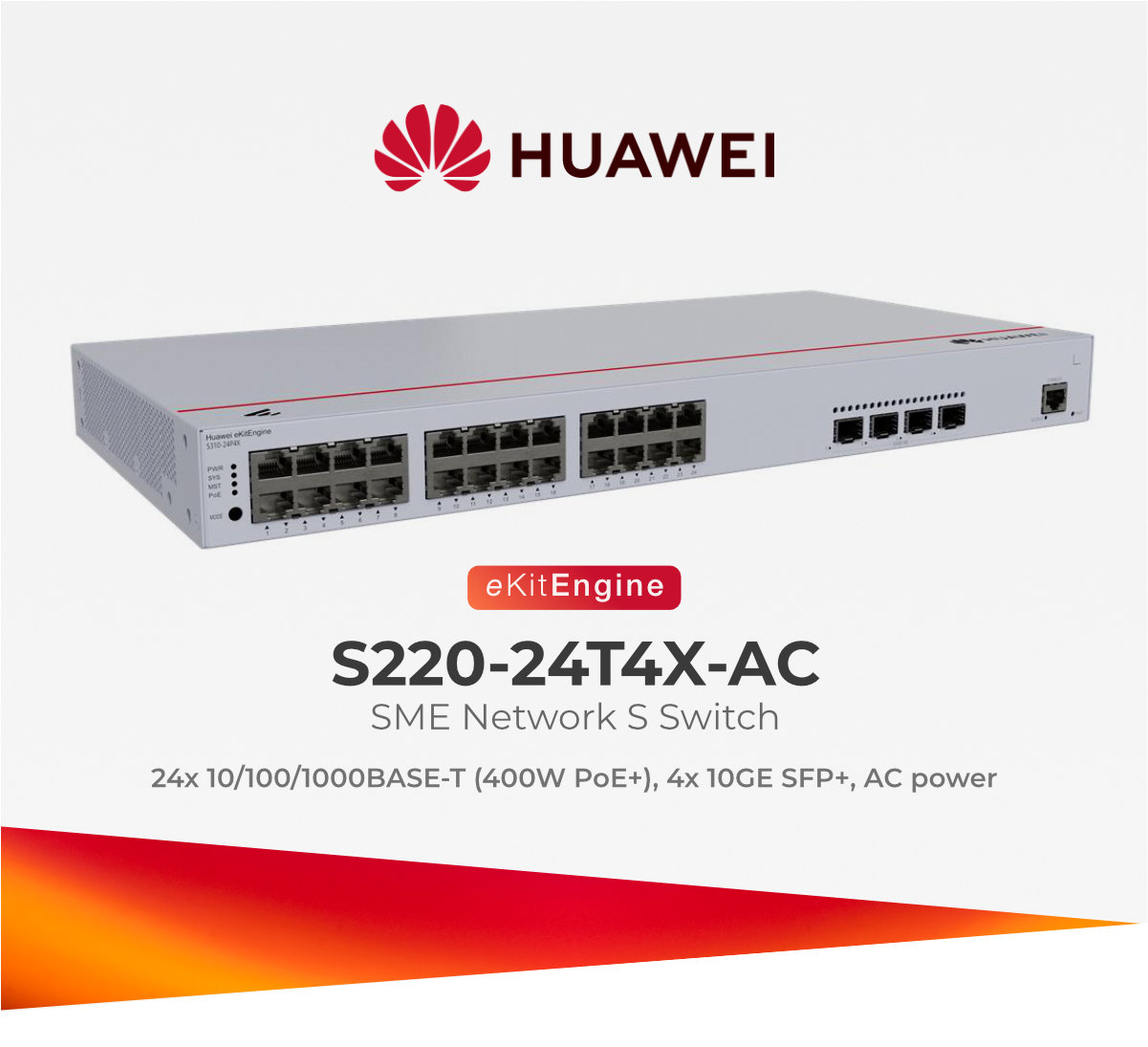 HUAWEI EKITENGINE SWITCH 24P S310-24P4X-AC 4*10GE 400W POE+