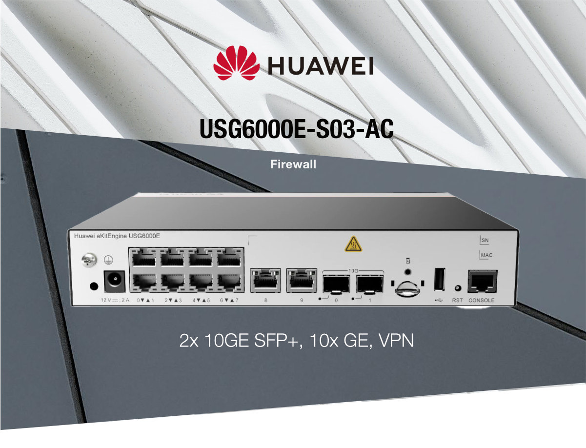 HUAWEI FIREWALL USG6000E-S03-AC 2*10GE SFP+ 10*GE VPN 100