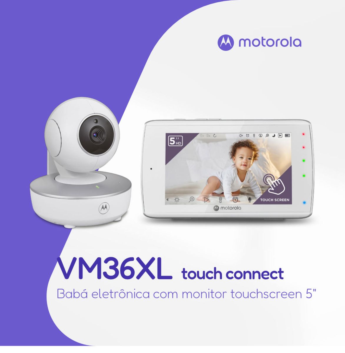 Babá Eletrônica Motorola VM36XL Touch Connect Wi-Fi com Monitor Touchscreen de 5"