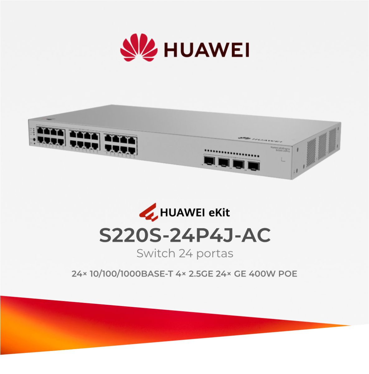 HUAWEI EKIT SWITCH 24P S220S-24P4J-AC 4*2.5GE 24*GE 400W POE+