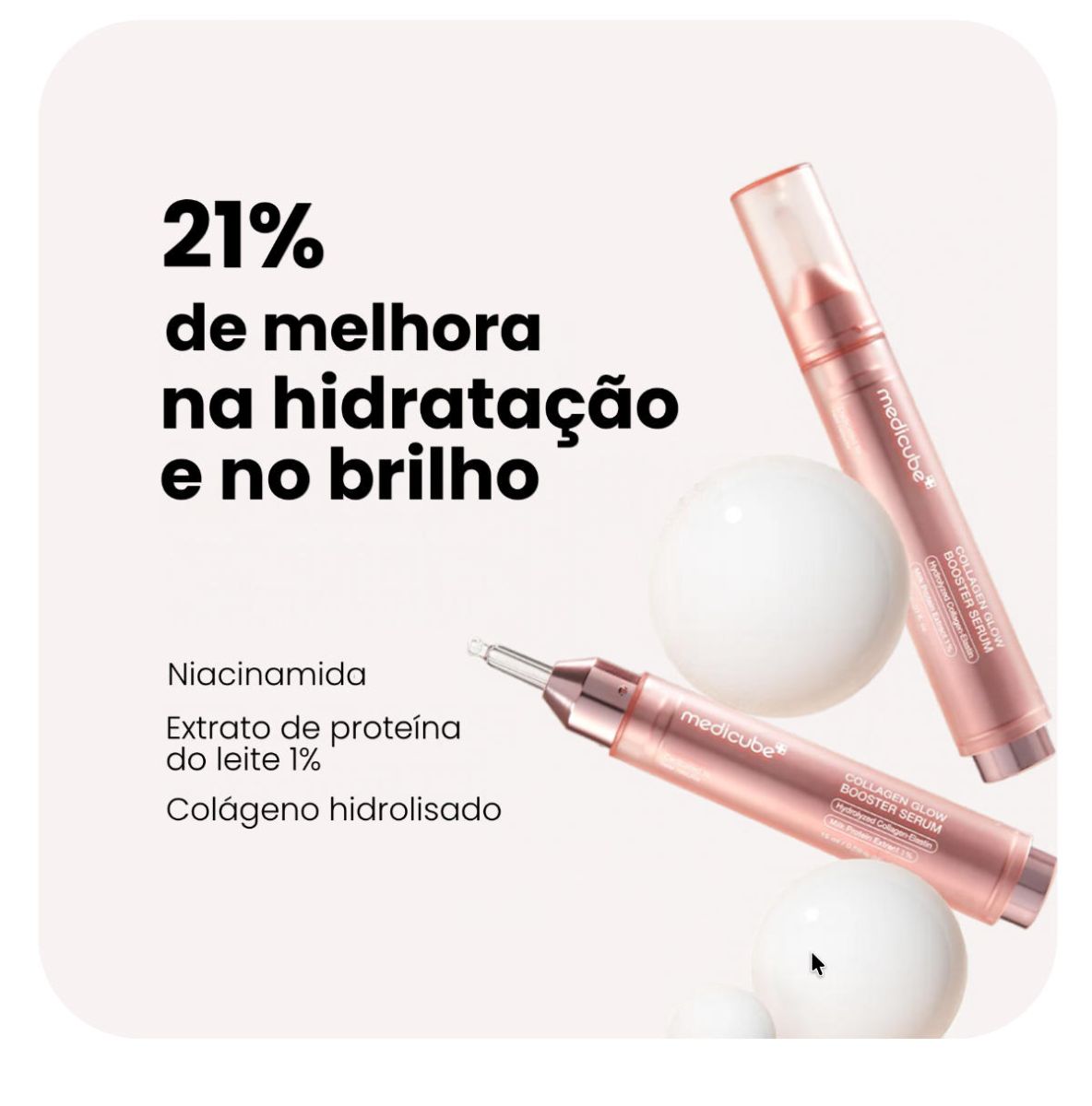 Medicube Collagen Glow Booster Serum – 21% de melhora na hidratação e no brilho, com niacinamida, proteína do leite e colágeno hidrolisado