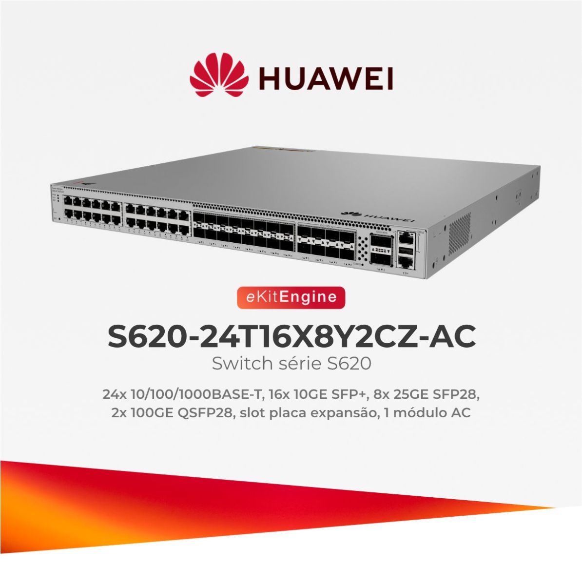 Huawei eKitEngine Switch 24P S620-24T16X8Y2CZ-AC 2×100G QSFP28 8×25GE (Huawei)