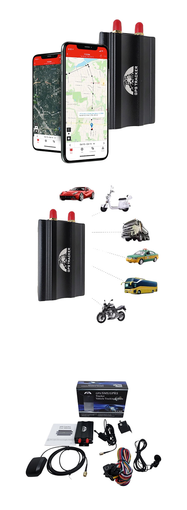 GPS RASTREADOR 2G GSM TK103A GPRS 300MAH(3.7V) BAT.C/RELÉ