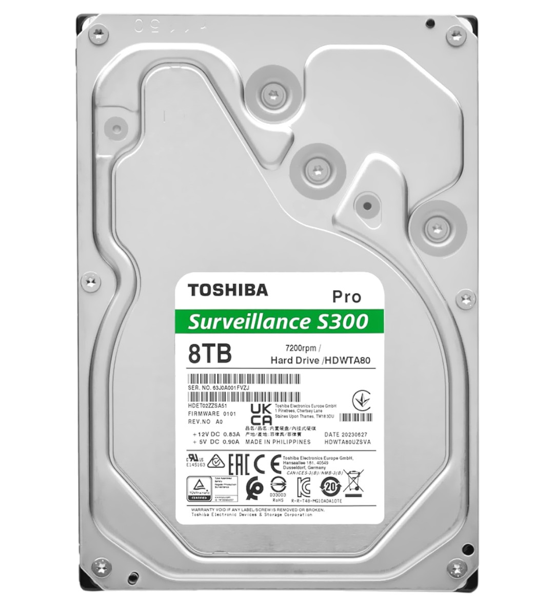 HD 8TB TOSHIBA SATA3 7200RPM S300 PRO HDDWTA80UZSVAR